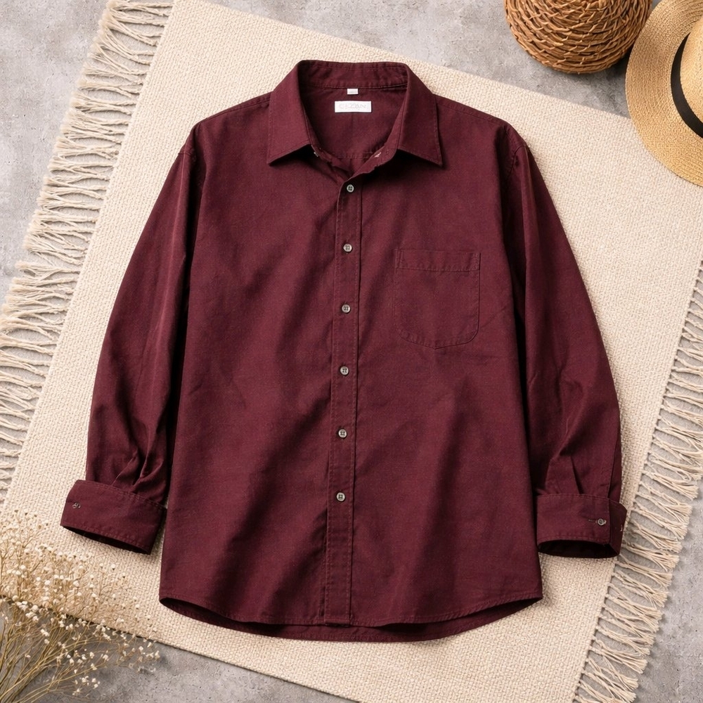 Men's Cezani 60/40 Cotton Blend Button-Down Shirt - Size XL/XXL 
Burgandy